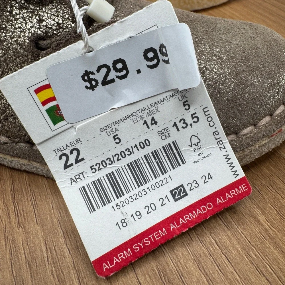 Zara Kids Desert Boots Size‎ 5 Silver Glitter Sparkle Chukka Toddler Shoes